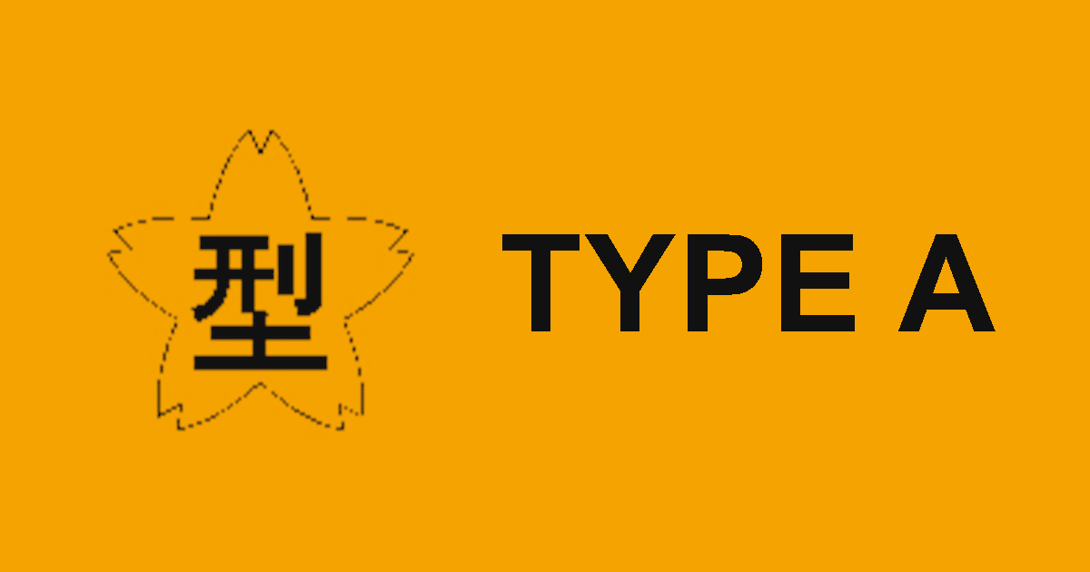 オレンジ色の背景に桜マークとTYPE Aを配置した表示例